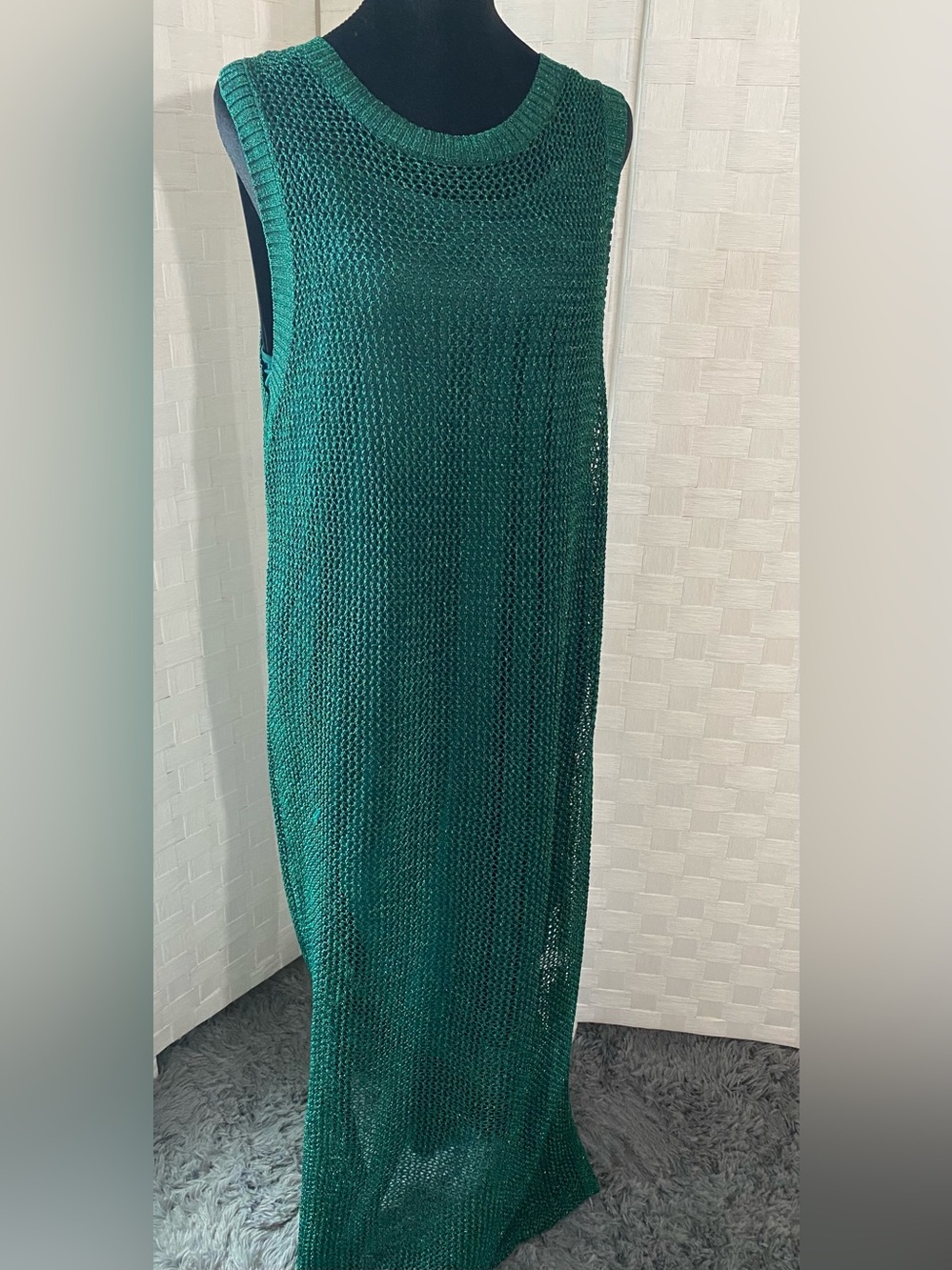 A new day Teal Open-Knit Maxi Dress